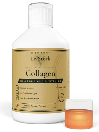 LivSterk Collageen & Hyaluronzuur 500 ml — met maatglas
