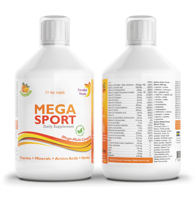 Mega Sport vloeibare multivitamine met ginseng en ijzer
